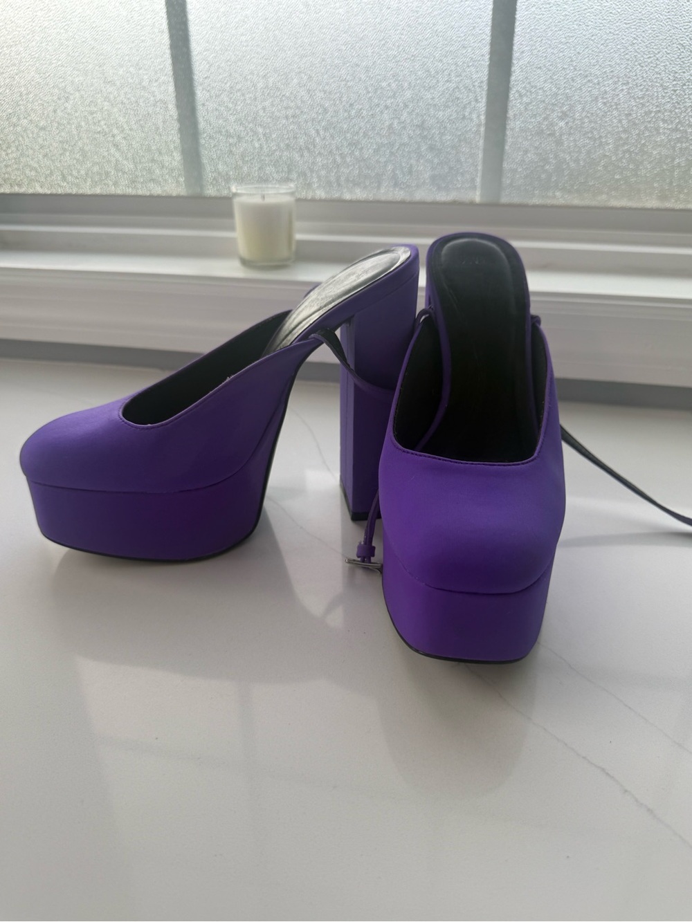 Zara Bold Purple Platform Mule Heels